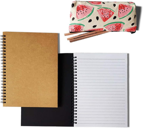Spiral Notebook, College Ruled, Thick Paper 1 Subject, 3 Pack, 60 Sheets, 6''*8'' (Line, Black)