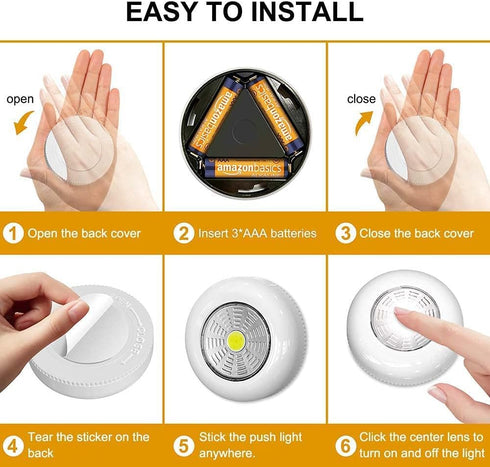 Closet Closets, 4 Pack Under Cabinet Lighting, Tap Light Battery Operated LED Puck Lights Cordless adhesive lights