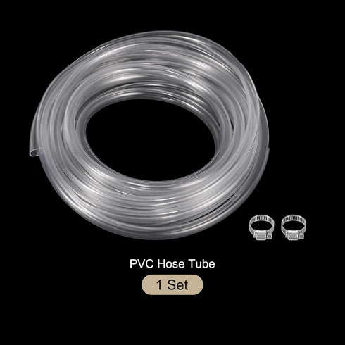 25ft Clear Plastic PVC Tubing 3/8" x 1/2", Flexible Vinyl Tube for Garden Irrigation, Water Hose, Fish Tank with 2Pcs
