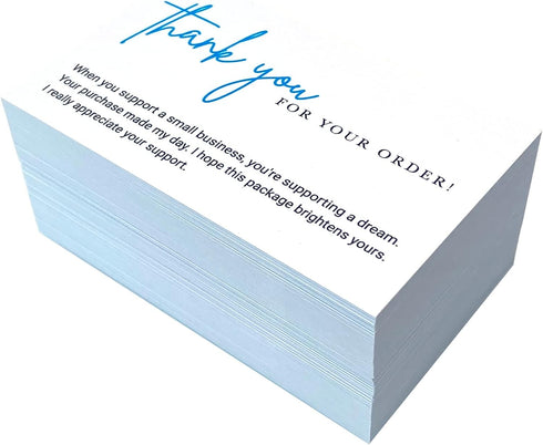 RXBC2011 Package Pack 100 Thank you for your order Cards Your order made my day Insert for online business of Blue