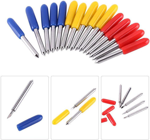 GOTOTOP 15 Pcs Cutter Plotter Cutting Blades for Cutting Plotter, 30, 45, 60 Degree Standard Blades with Holder