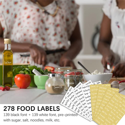 BieFuDan 278 Set,Waterproof Pcs Clear Spice Jar Labels Preprinted Pantry Labels Stickers for Organization