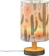 ALAZA Bedside Table Lamp Cactus Pattern Green Plant Lamp for Girls Boys Bedroom with USB Port LED Kids Nightstand Lamp