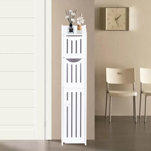 ShellKingdom Toilet Paper Holder Stand, Bathroom Storage Cabinet with Doors and Shelves, Slim Storage Cabinet