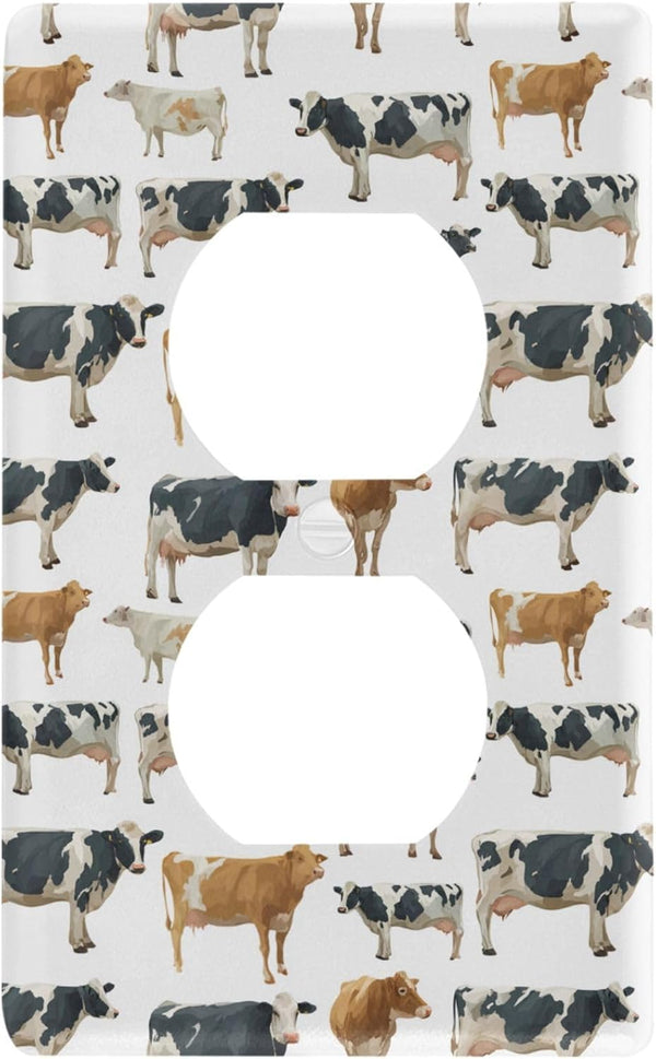 foixnub Duplex Outlets Wall Plate Cover Watercolor Dairy Cattle Cows 1 Gang Duplex