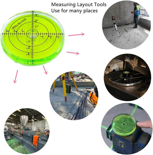 Bubble Spirit Level, 66MM Degree Marked Surface Circular Level Measuring Tool