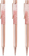 ZZTX 3 Pcs Rose Gold Ballpoint Pens, Bling Dynamic Liquid Sand Pen with Refills, Office Supplies Gift Pens