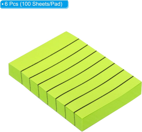PATIKIL 2 x 3 Inch Lined Sticky Notes, 6 Pack Fluorescent Self-Stick Note Pads, Colorful Memo Post
