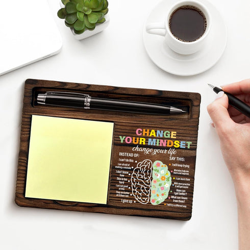 QODMGD Mindset Mindset Inspirational Growth Sticky Note Holder Mental Health Gifts Change Your Post It Note Dispenser