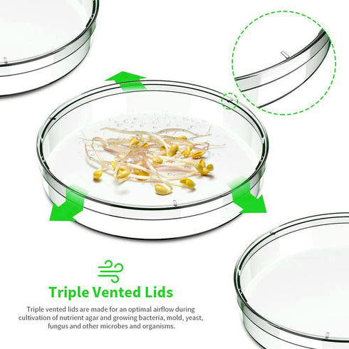 40 Pack Sterile Plastic Petri Dishes with Lid, 90mm Diameter x 15mm Deep (90MM-40PACK)