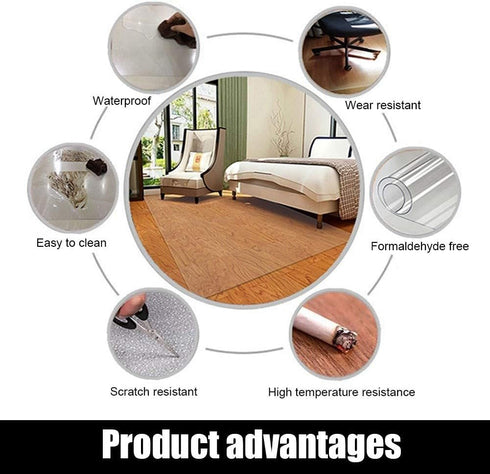 Fushou 1.5mm color,1.5mm,80x90cm HYCH-Office Chair Mat, Indoor Hard Floor, thick PVC Transparent Carpet Protection