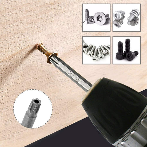 Mesee 8Pcs Magnetic Torx Head Screwdriver Bits, T8-T40 S2 Steel Star Bit Set for Woodworking Home Repair