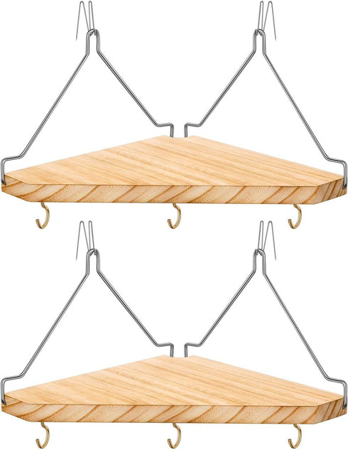 onsogi Fabric Wall Cubicle Corner Shelf with Hooks for Work Decor, Wooden Cubicle