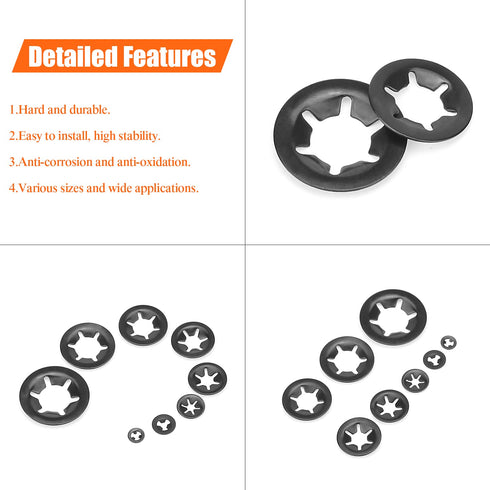 360 Pieces Internal Tooth Star Lock Washers, 9 Sizes Quick Speed Locking Washers Fasteners Assortment Kit