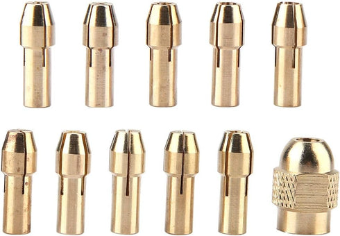 11pcs 4-jaw Copper Drill Chuck Collet Set for Mini Electric Grinder, 0.5-3.2mm Tool Accessories