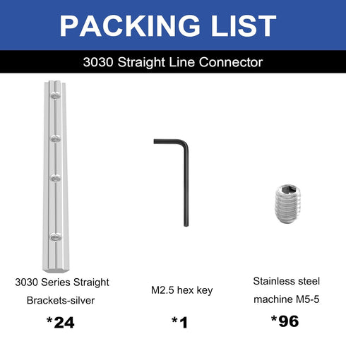 24pcs Seekliny 3030 Extrusion Straight Connector Joining Plate, Corner Bracket for 8020 Aluminum Profile 3D Printer