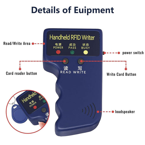 Ytzord 125kHz T5577/EM4305 6 5 Handheld RFID Reader and Writer, Portable ID Card Copier Device for Includes Blank Key
