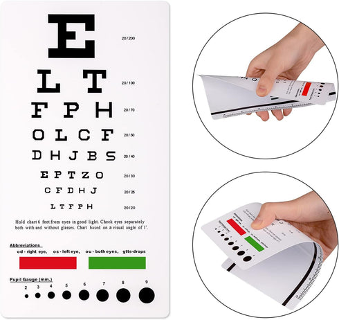 Snellen Eye Chart, Pocket Size Eye Testing Chart, 6 Feet, 3.9x7.3 inch
