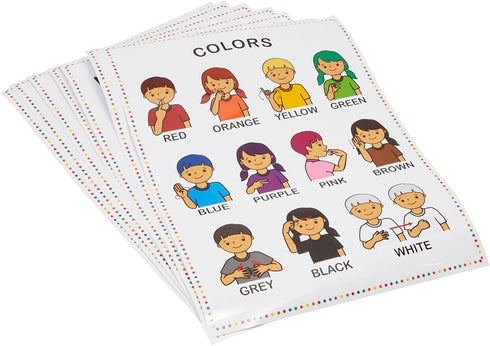 Bright Creations 8 Pack Sign Language Posters for Kids, Teacher Classroom Supplies (13 x 17 In)