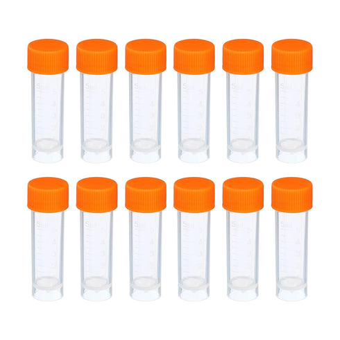 PATIKIL 5mL Plastic Test Tubes, 12 Pack Frozen Container Storage Screw Cap for Lab Science, Clear