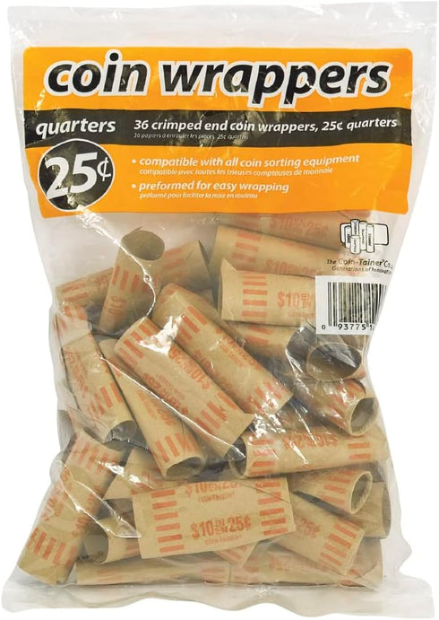 Pack of 36 Quarter Coin Wrappers