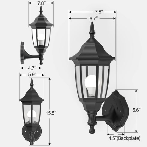 -Black(Bulb Included),1 Pack EMART Outdoor Porch LightExterior Waterproof Wall Light Fixtures, Special Handling