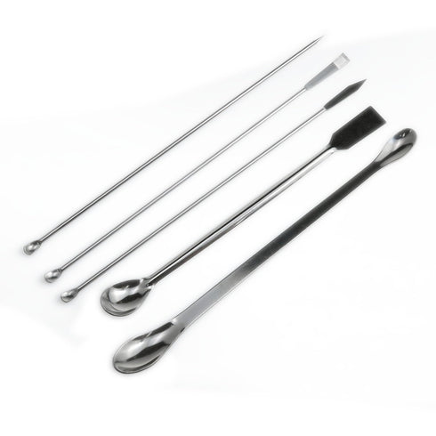 1 Set Stainless Steel Micro Lab Sampling Scoop Spatulas, Combination Reagent Spoon Laboratory Supplies (Pack of 5)