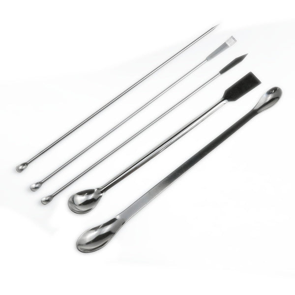 1 Set Stainless Steel Micro Lab Sampling Scoop Spatulas, Combination Reagent Spoon Laboratory Supplies (Pack of 5)