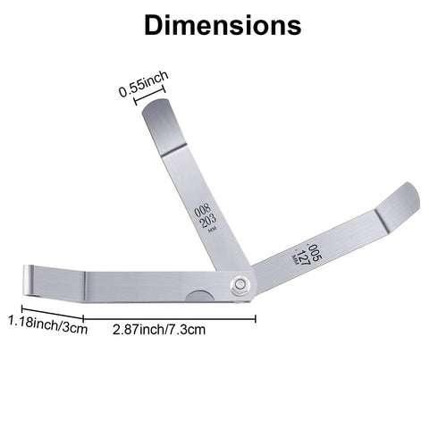 Stainless Steel Feeler Gauge, Dual Marked Metric and Imperial Measuring Tool (0.005/0.127-0.02/0.508 mm, 16 Blades)