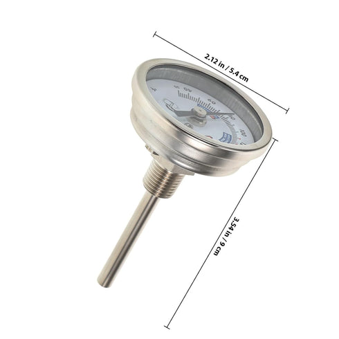 TOMETURE 2-inch Professional Stainless Steel Dual-Metal Dial Wine Thermometer, Corrosion-Resistant Temperature Gauge