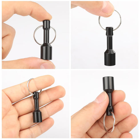 TRYMAG N52 Keychain Magnets, 2 Pack Black Neodymium Pocket Keychain for Testing Brass, Strong Magnetic Holder