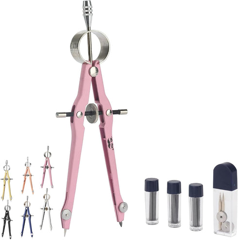 Mr. Pen Professional Compass for Geometry, Pink, Extra Leads, Metal Drawing Tool for Students