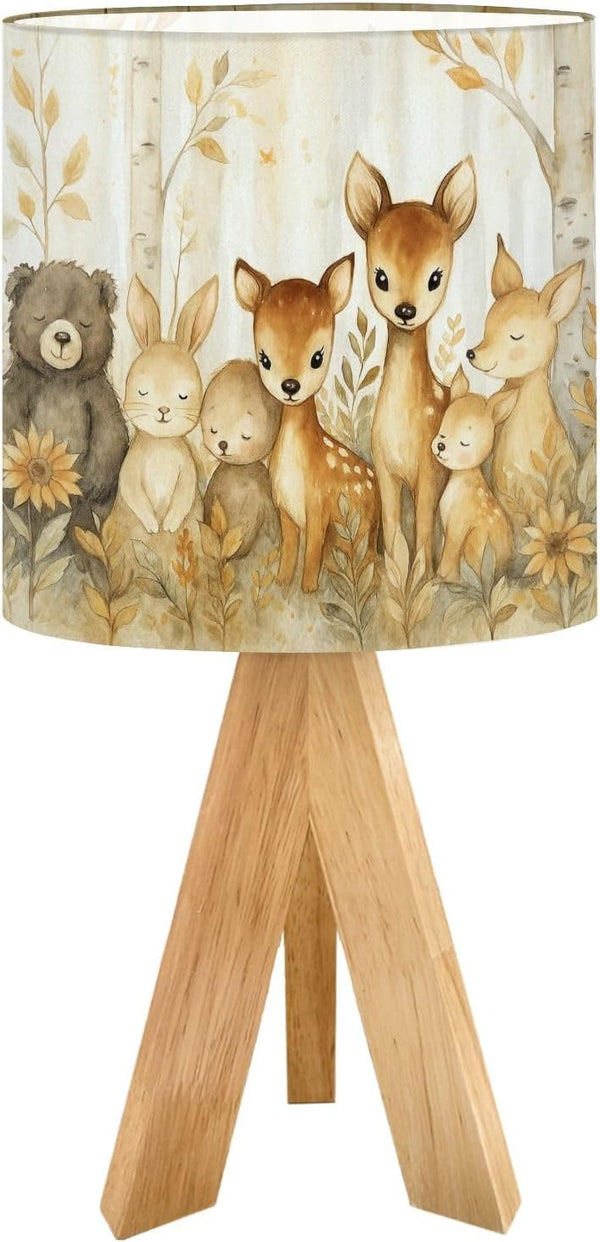 RAINFALLARING Tripod Table Lamp Woodland Nursery Decor Forest Animals Bear Fox Deer Nature