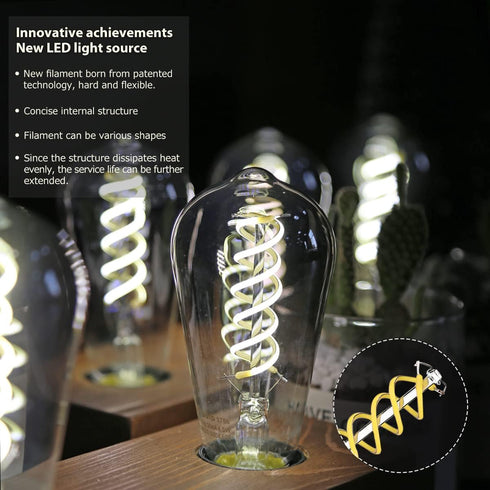 ST19 LED Smoky Grey Glass Edison Bulb, Vintage, 6 Pack, Daylight 5000K, E26 Base, 4.5W Equivalent to 40W