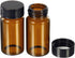 PATIKIL 20mL Reagent Media Bottle, 10 Pack Round Glass Storage Bottles with Plastic Screw Cap for Home, Lab, Brown