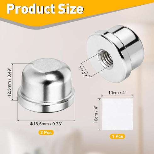 2Pcs 0.49" 1/4-27 uxcell Tall Lamp Finials Silver, Thread Lamp Cap Knob Decoration Screw Cap Nuts with Cleaning Cloth