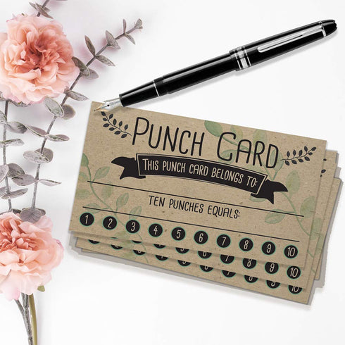Punch Cards for Loyalty Rewards – Set of 50 Blank Vouchers for Small Business, Coffee Shop, Salon Promotions