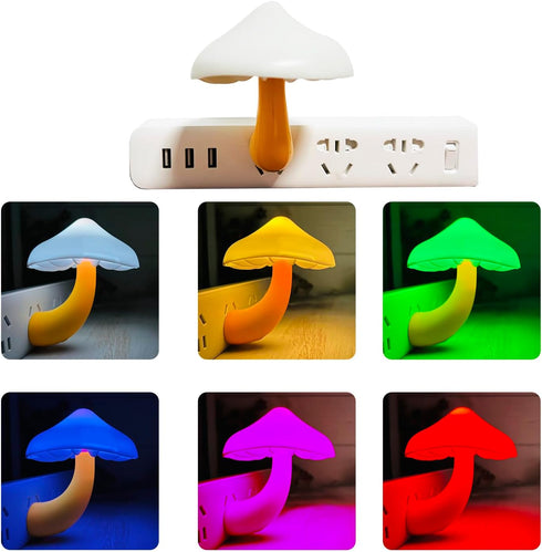 7 ZEZHOU Sensor LED Mushroom Night Light Plug in Wall Mushroom Light Magic Color Changing, Mini Dream Bed Colourful
