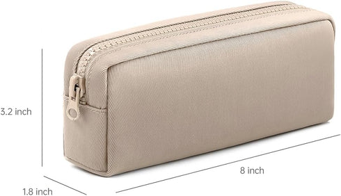 Big Capacity Pencil Case, Pure Color Pen Pouch with Zipper for Adult Officers, Stationary Storage Bag (Khaki)