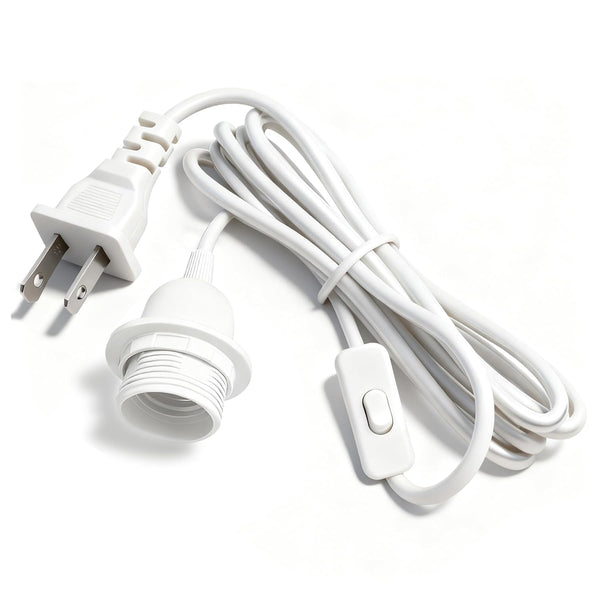 16Ft Pendant Light Kit, White Plug in Hanging Lantern Cord Cable E26