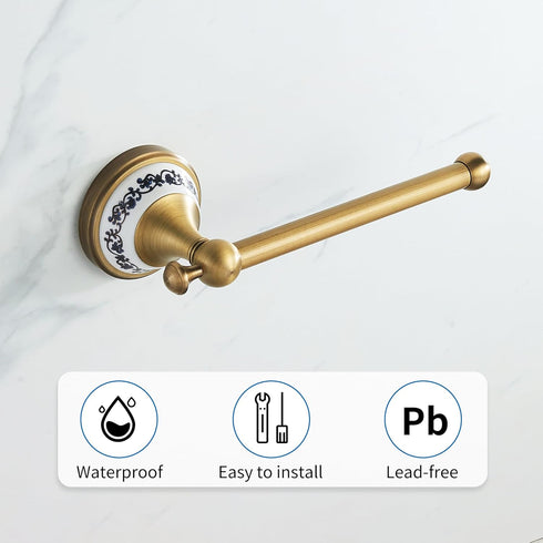 Antique Bronze Brass Toilet Paper Holder, Wall Mounted Bathroom Hardware Accessories with Porcelain Design
