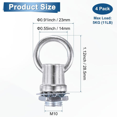 M METERXITY 4 Pack Nuts,5kg 13mm M10 Light Fixture Hooks Ring Max Load ID Thread Hook Rings for Light Fixture