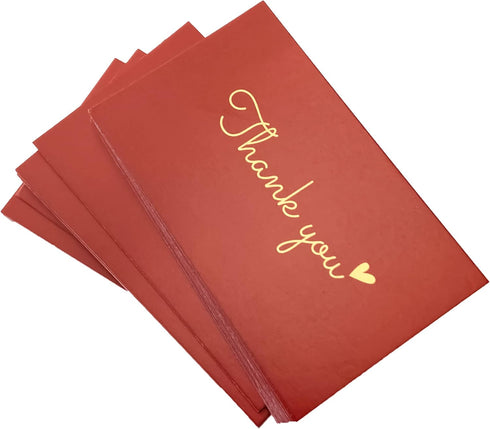 RXBC2011 100 3.5 2 Inch Little Thank You Cards Gold Heart Design Bulk Thank you Notes for All Occasions x Wine red