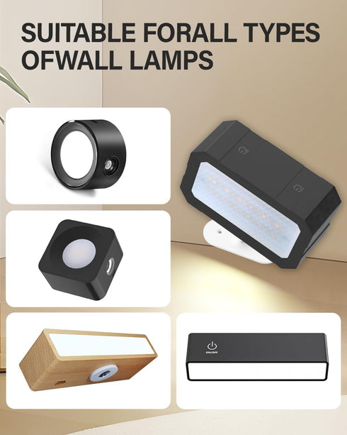 4PC 360 Universal Wall Light Base, Magnetic Swivel Mount with Adhesive Tape & Hardware Kit, Easy No-Tool Replacement