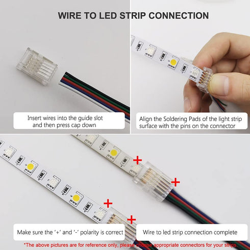 5 12mm 12V 24V (Pack 10) Pin LED Strip to Wire Connector rgbw Unwired Clips Solderless Adapter Terminal Extension