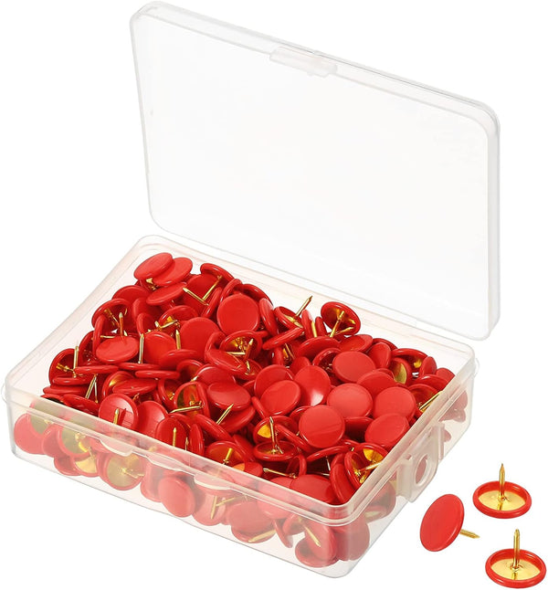 PATIKIL Push Pins - 300 Pack Plastic Round Pushpin Decorative Thumb Tacks for Cork Board, Red Steel Point