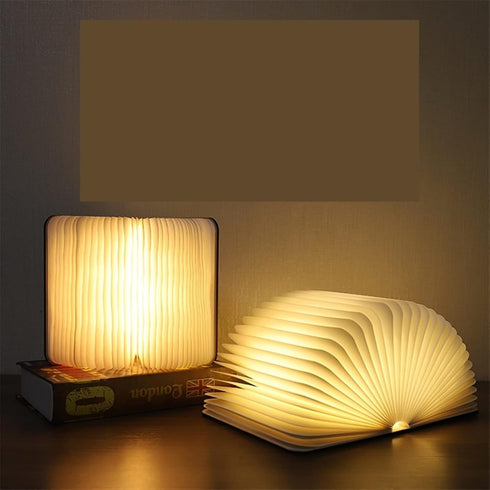 TOMYEUS Desk Lamp Wooden Book Light,Novelty Folding Book Lamp, Folding Night Light,USB Rechargeable Wooden Table Lamp