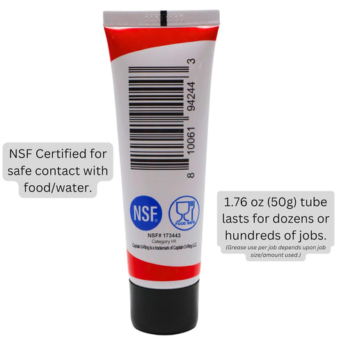 (1.76oz, 50g) Captain O-Ring - NSF Food Grade Silicone Lubricant Grease for O-Rings, Seals, Gaskets, Pumps, Pool Spa