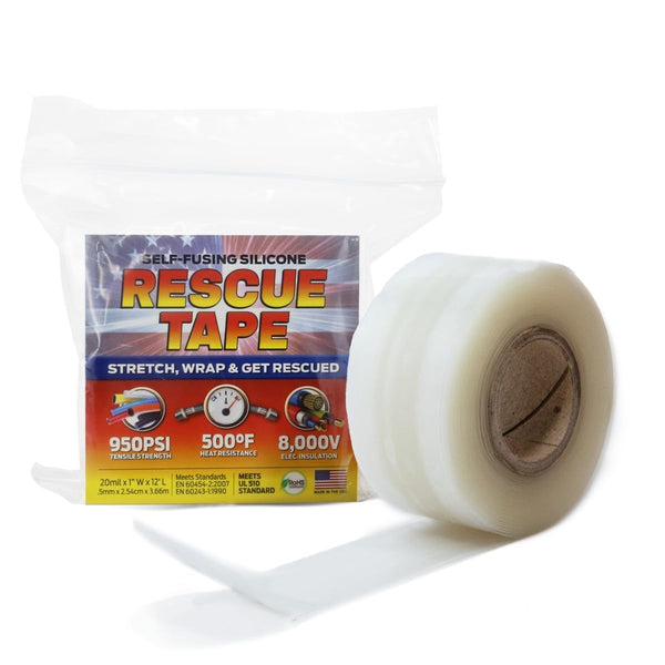 Bond It Rescue Tape, Self-Fusing Silicone, Emergency Plumbing, Pipe & Hose Repair, 1" x 12', Clear