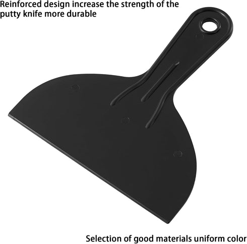 Jiashuoda Set 3Pcs 1.5"/3"/6" Spackle Spackling, Plastic Putty Knife - Black Plastic Scraper Tool, Sizes Knife